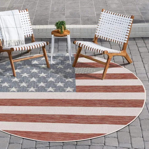 Miniatura 11 de Unique Loom Outdoor Collection Alfombra de área (3' 3' 3' x 5' 3' Rectángulo, Rojo/ Azul)