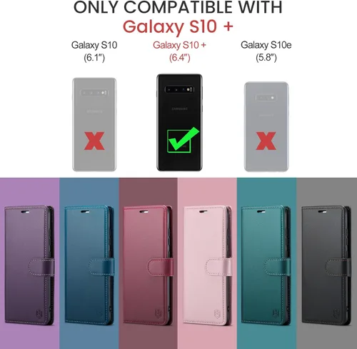 Miniatura 2 de FLIPALM Funda tipo cartera para Samsung Galaxy S10+/S10 Plus de 6.4 pulgadas, con bloqueo RFID, tarjetero de crédito, de piel sintética, función