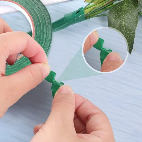 Miniatura 4 de Prudiut Cinta floral verde impermeable con flores, cinta adhesiva de 1/2 pulgada de ancho para envolver ramos, manualidades florales