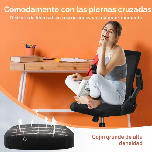Miniatura 7 de COMHOMA Silla de oficina con reposabrazos abatibles, silla de escritorio ergonómica para computadora con soporte lumbar adaptable y malla Negro