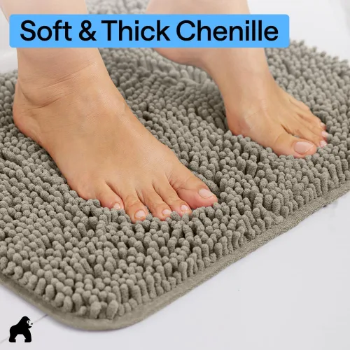 Miniatura 112 de Gorilla Grip - Tapete de baño de felpilla gruesa, suave y absorbente, secado rápido, de microfibra, con reverso de caucho, para piso de ducha, Nube