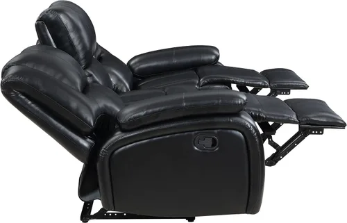 Miniatura 7 de Coaster Home Furnishings Camila - Madera y piel sintética - Sofá reclinable con movimiento manual, brazos acolchados de almohada y asiento Negro