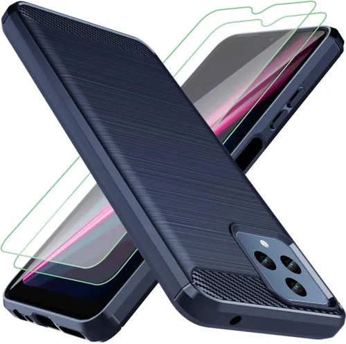 Miniatura 9 de Osophter Funda para T-Mobile Revvl 6 5G con 2 unids Protector de pantalla Absorción de golpes Flexible TPU Caucho Protector de teléfono celular