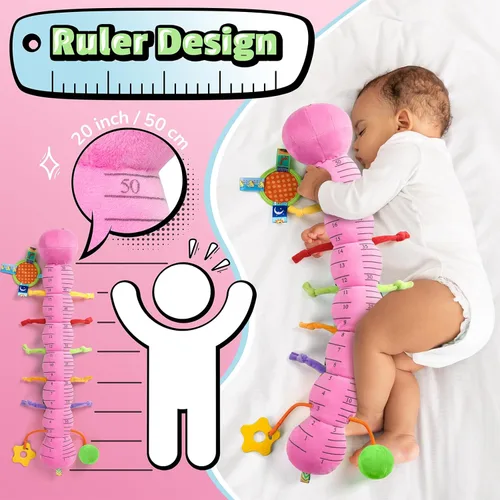 Miniatura 6 de LIGHTDESIRE Juguetes musicales para bebés, oruga, juguetes infantiles de 3, 6, 12 meses, juguete sensorial con diseño de regla, espejo, cuerda