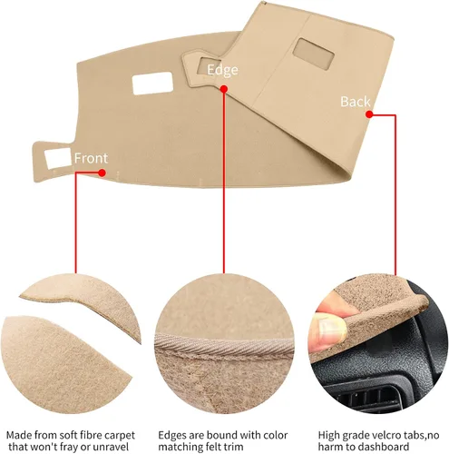 Miniatura 4 de Cubierta de salpicadero compatible con Dodge Ram 1500 2002-2005, 2500/3500 2003-2005 (beige)
