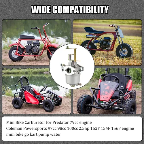 Miniatura 2 de YOXUFA Carburador para Motor Predator 79 cc 97 cc 100 cc Coleman CT100U CC100X SK100 Mini Bicicleta Go Kart Powermate Edger 152F 154F 156F Sportsman