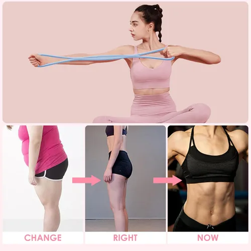 Miniatura 4 de Adorila Paquete de 2 bandas de resistencia con asas, bandas de ejercicio de silicona para mujeres, bandas elásticas de fitness para brazos, espalda
