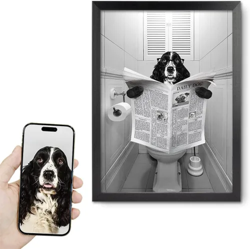 Miniatura 42 de Fotos personalizadas de mascotas en lienzo para pared Arte de baño personalizado Lindo perro gato en bañera Impresiones, divertidos animales Foto
