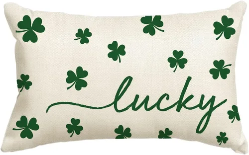 Miniatura 14 de AVOIN colorlife Funda de almohada de trébol de la suerte del día de San Patricio, 18 x 18 pulgadas, funda de cojín verde trébol para decoración