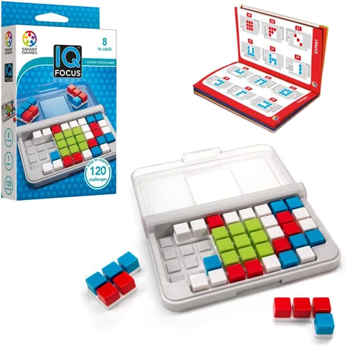 SmartGames IQ Focus – Puzle de color y lógica con 120 desafíos – Juego compacto de rompecabezas cerebrales para niños y adultos a partir de 7 años