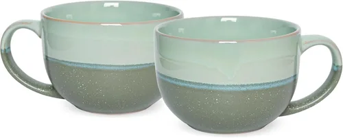 Miniatura 8 de Bosmarlin Taza de café de cerámica extragrande, 23 onzas, apta para microondas y lavavajillas, taza de té grande de gran tamaño para oficina y Azul