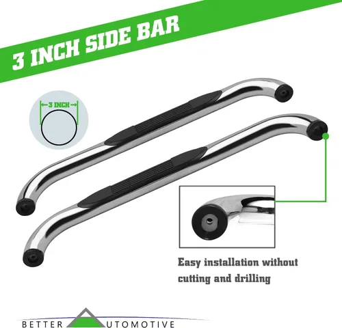 Miniatura 5 de estribos laterales para 1999-2016 Ford F250 / F350 / F450 / F550 Super Duty Regular Cab Truck Pickup, barras laterales de 3" de acero inoxidable