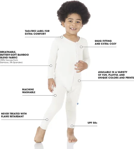 Miniatura 3 de KicKee Pants Overol estampado con cremallera, ropa de bebé súper suave, ropa de dormir de una pieza para bebé y niño