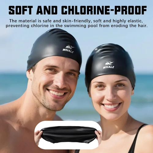 Miniatura 8 de WHALE Gorro de natación extragrande para mujeres y hombres, antideslizante, de alta elasticidad, mantiene el cabello seco, unisex, tamaño grande