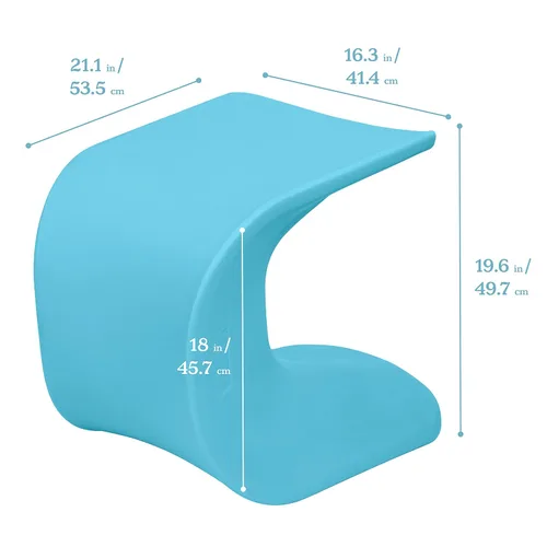 Miniatura 3 de ECR4Kids Wave Seat, 18in - 19.6in Altura del asiento, Taburete de percha, Cian