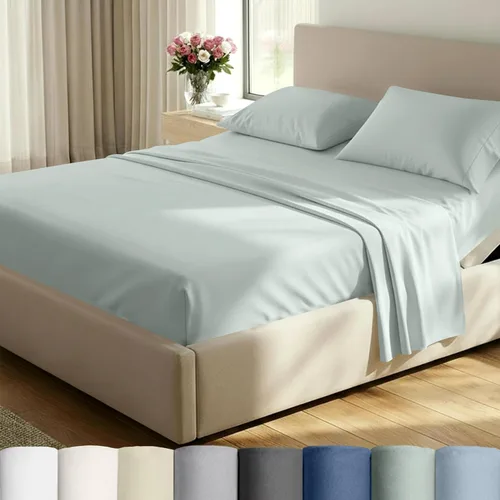 Miniatura 34 de California Design Den Sábanas de cama tamaño individual, sábanas suaves de 100% algodón con bolsillos profundos elásticos, 500 hilos satinados, 13