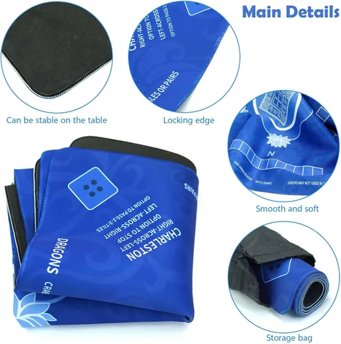 Miniatura 2 de Mahjong Mat - Tapete Mahjong de 31.5 x 31.5 pulgadas para mesa con reglas, superficie impermeable, tapete de juego antideslizante y reducción