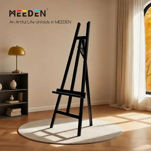 Miniatura 3 de MEEDEN Soporte de caballete de exhibición para cartel: soportes de madera ajustables para pintar, un caballete de arte para lienzo de hasta 60 Negro