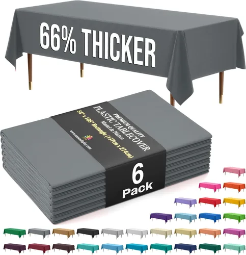 Miniatura 28 de Exquisite 66% Thicker Premium Plastic Table Cloth Rectangle Table Cover 0.5 Mil 6 Pack Aqua Table Cloth 54 Inch x 108 Inch Disposable Tablecloth