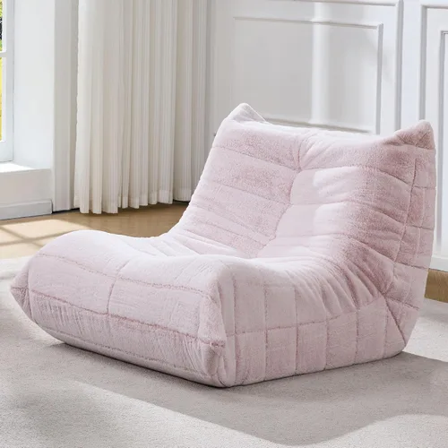 Miniatura 13 de Sillones tipo puf para adultos, puf gigante con espuma viscoelástica, sillón puf con relleno, piel sintética, para la sala, dormitorio u oficina azul