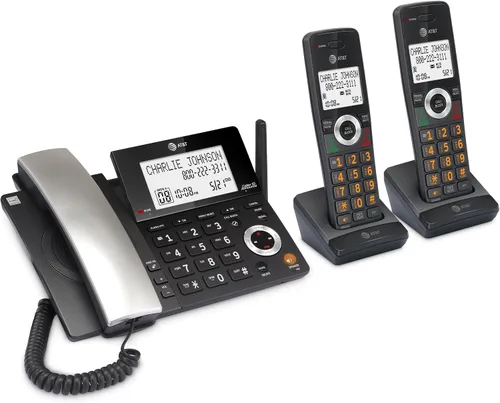 Miniatura 17 de AT&T DECT 6.0 Teléfono doméstico con cable/inalámbrico con 2 auriculares y contestador automático, bloqueador inteligente de llamadas, identificador