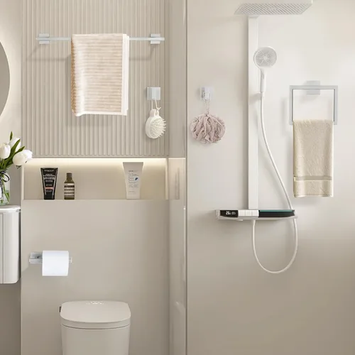 Miniatura 7 de YACVCL Juego de barras para toallas, juego de herrajes para baño de 5 piezas níquel cepillado accesorios de baño, juego de soportes para toalleros