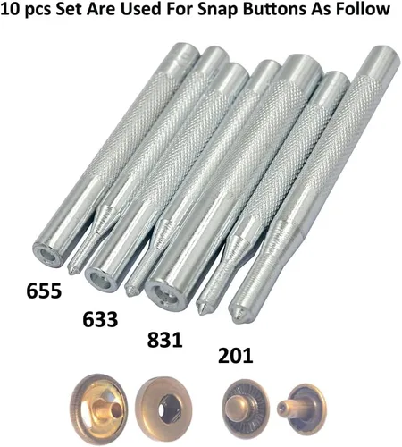 Miniatura 2 de DGOL 10 piezas de cierre de botón a presión de metal Setter Metal Snaps Press Studs Instalar Punch Base Kit de herramientas