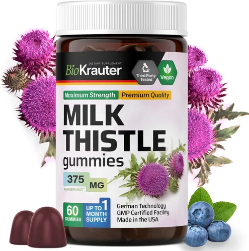 BIO KRAUTER® Suplemento de cardo mariano para limpieza y desintoxicación del hígado, extracto de cardo mariano vegano para hombres y mujeres,