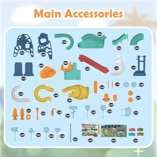 Miniatura 5 de RedCrab Juego de autos espaciales para niños, juguete de pista de rampa de juguete sinuoso, juguete de colina de dinosaurios espaciales, juguetes