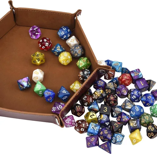 Miniatura 5 de DND - Juego de dados de poliedro de doble color para Dungeons and Dragons D&D RPG MTG Juegos de mesa D4 D6 D8 D10 D% D12 D20 25 colores con 1 bolsa