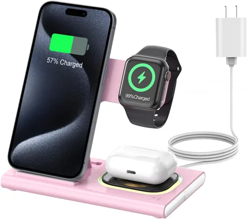 Miniatura 47 de Estación de carga 3 en 1 para iPhone 17 - Cargador inalámbrico para productos Apple para iPhone 17 16 15 14 13 12 11 Pro Max - Estación de carga Azul