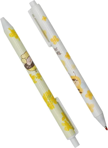 Miniatura 8 de Maydahui 12 unidades de bolígrafos de gel con diseño de abejas, bolígrafos de animales lindos, retráctiles, con impresión de flores, tinta negra