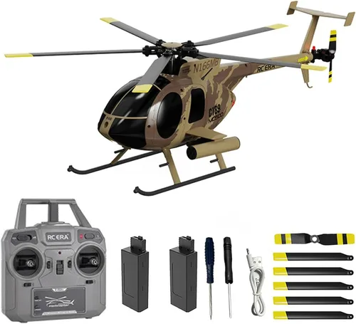 Miniatura 9 de Helicóptero de control remoto C189, helicóptero militar defensor MD500 escala 1:28, 2.4G 6CH RTF Motor sin escobillas de una sola hoja Flybarless