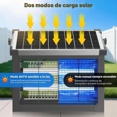 Miniatura 5 de Exterminador de insectos para exteriores alimentado por energía solar, Zwiran matamosquitos para interiores con 4500V de alta potencia, matamoscas