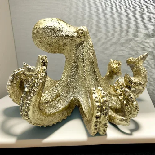 Escultura vintage de pulpo dorado, escultura de frgurina, regalo para el hogar, oficina, sala de estar, escritorio, decoración decorativa
