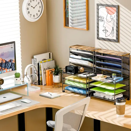 Miniatura 2 de Simple Trending Organizador de archivos de escritorio de 8 niveles, 1 paquete de bandeja de cartas, organizador de papel, accesorios de escritorio 7