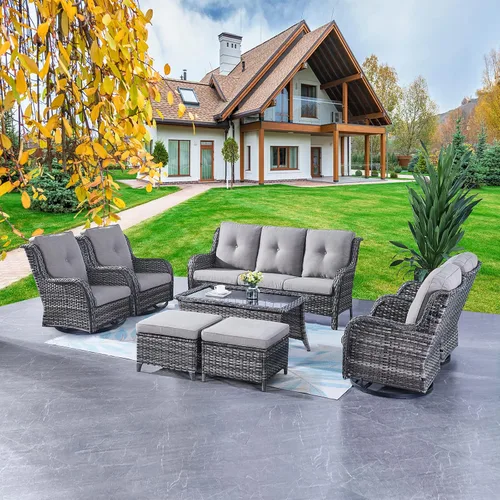 Miniatura 127 de Rilyson Mecedora de mimbre - Juego de 2 sillas mecedoras de mimbre para patio, sillas mecedoras de ratán para porche al aire libre, terraza, jardín