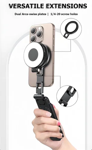 Miniatura 2 de Trípode magnético para iPhone 16/15/14/13/12 Plus Pro Max, trípode de aluminio mini Magsafes para iPhone y Magsafes, diseño de doble cara, tornillo