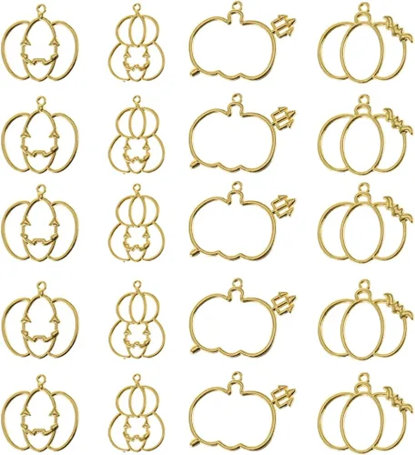 Dije de calabaza con biseles abiertos para hacer joyas de resina, bricolaje, marco de resina UV, dijes para Halloween, Navidad, manualidades, 1.57 x
