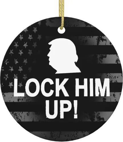 Lock Him Up Anti Donald Trump Adornos de cerámica Decoración colgante personalizado Adorno colgante de Navidad para decoración del hogar