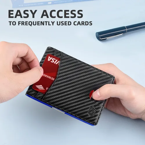 Miniatura 142 de Zitahli - Billetera delgada con 12 ranuras para tarjetas, ventana de identificación con clip para dinero, bolsillo frontal RFID plegable, pequeña