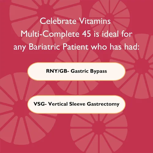 Miniatura 4 de Celebrate Vitamins Multi-Complete Multivitamínico bariátrico con 45 mg de hierro, vitaminas y minerales esenciales diarios para gastrectomía
