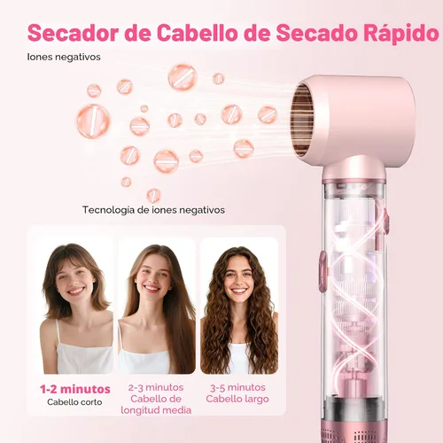 Miniatura 4 de Atopskins Juego de cepillos para secador de pelo 5 en 1, moldeador de aire caliente desmontable, cepillo de secador, 3 ajustes de calor, estilizador