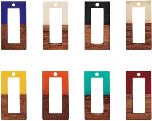 Miniatura 42 de Mega Pet Colgante de resina y madera de nogal para hacer joyas de bricolaje