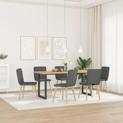 Miniatura 10 de Juego de 2 sillas de comedor modernas tapizadas de tela gris oscuro con marco de madera de metal para cocina, sala de estar, decoración de granja