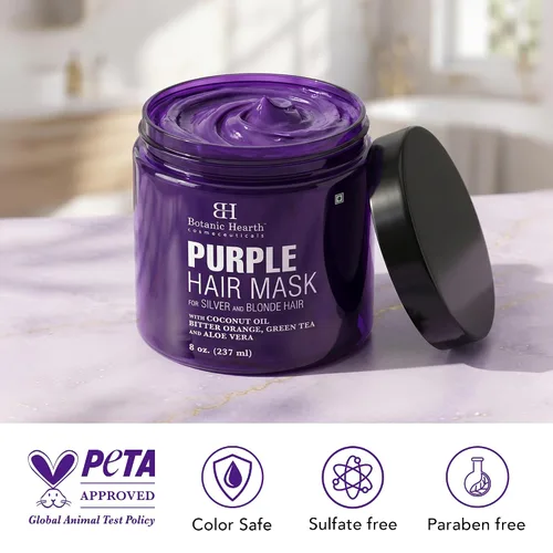 Miniatura 7 de Botanic Hearth Mascarilla morada para el cabello, para cabello rubio, plateado y gris, sin sulfatos ni parabenos, 8 onzas líquidas