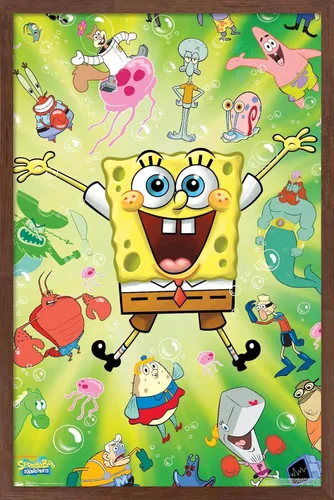 Miniatura 18 de Trends International Nickelodeon Bob Esponja - Póster de pared de explosión, 14.725 x 22.375 pulgadas, versión enmarcada de madera de granero