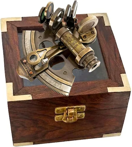 Sextante náutico de bronce – Astrolabio marítimo de latón sólido | Instrumento de navegación vintage para barco, decoración náutica, coleccionables,