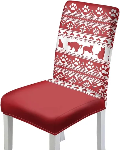 Miniatura 10 de HUGS IDEA Merry Christmas Dining Room Chair Covers Cute Sheep Kitchen Chair Covers Stretch Dining Chairs Cover Set of 6 Parsons Chairs Slipcovers