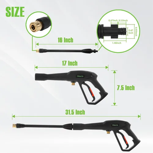 Miniatura 6 de PWACCS Kit de pistola y manguera de lavado a presión, manguera de lavado eléctrico de 25 pies con varilla de lanza de repuesto, 5 puntas